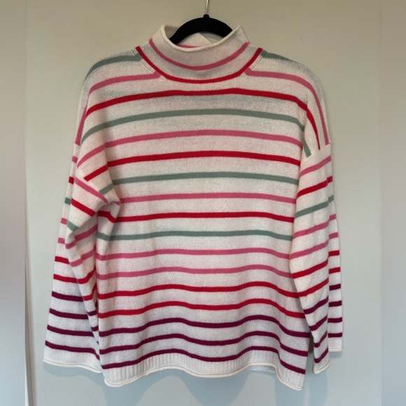 J. Crew Sweaters - J. Crew Women's Cashmere Striped Sweater - Red, Pink, Green, White Small